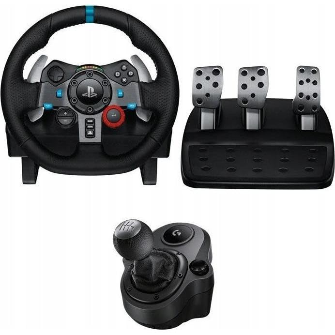 Logitech G G29 SE Driving Force Racing Steering Wheel and Pedals Force Feedback Genuine Leather Driving Force Shifter - for PS5 PS4 and PC Mac - Black
