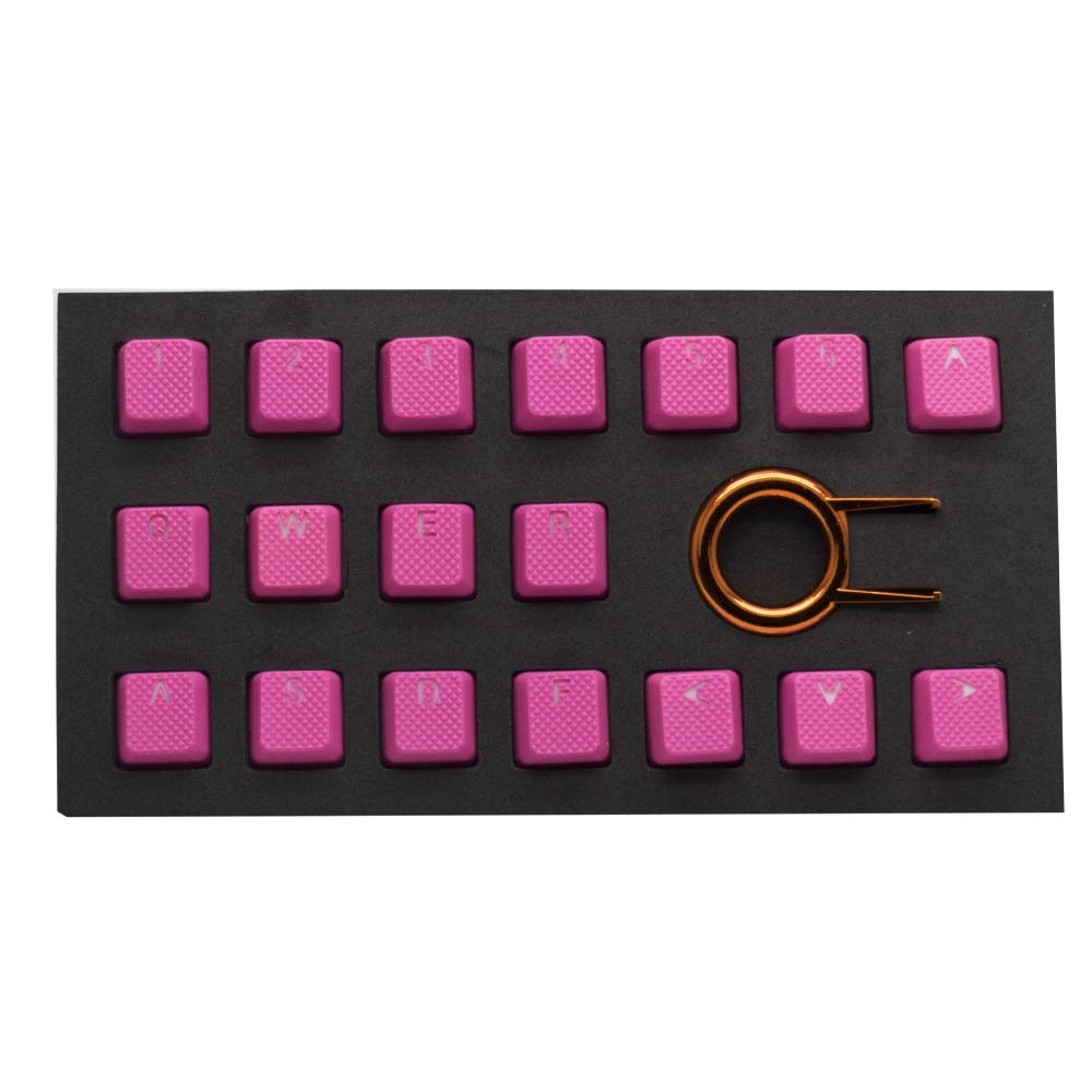 TAI-HAO Rubber Keycap Set - 18 Neon Pink Keys, Model KDTHUS018C03PK101