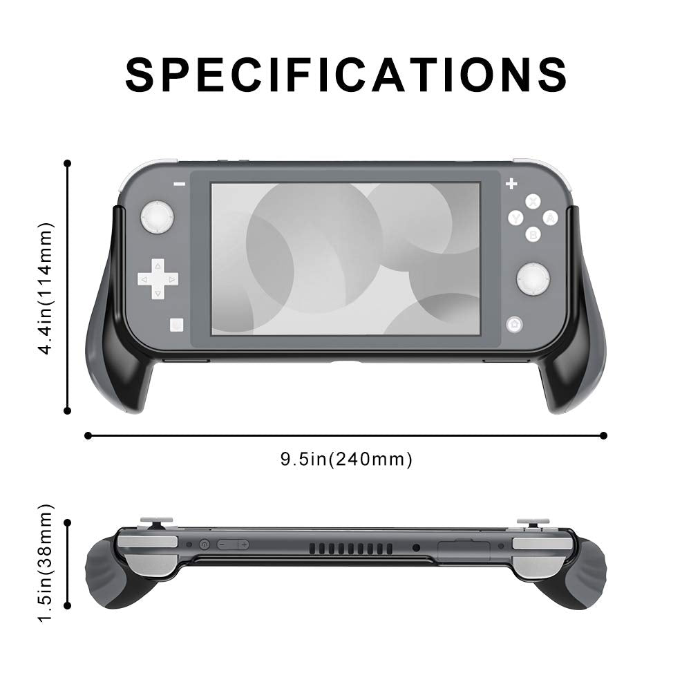 Fashion Y Grip Case for Nintendo Switch Lite, Ergonomic Black Protective Handle, Model SS-123, Durable ABS Material