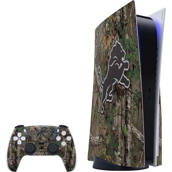 Skinit Decal Gaming Skin Compatible with PS5 Bundle - Officially Licensed NFL Detroit Lions Realtree Xtra Green Camo Design