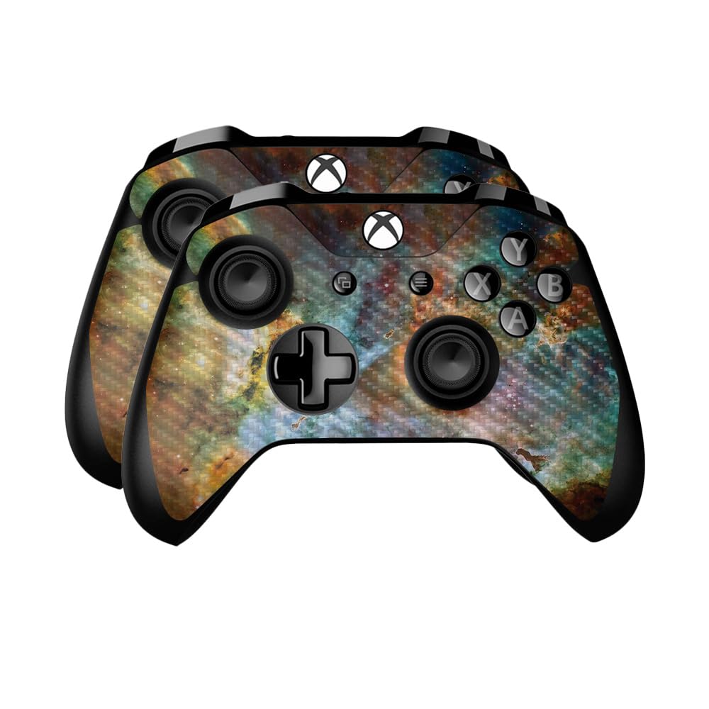 Carbon Fiber Skin Compatible with Microsoft Xbox One Controller (2 Pack) - Space Cloud - Premium 3M Vinyl Protective Wrap Decal Cover - Easy to Apply | Crafted in The USA by MightySkins