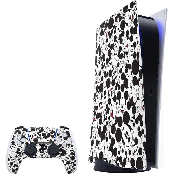 Skinit Decal Gaming Skin Compatible with PS5 Bundle - Officially Licensed Disney Mickey Mouse Face Pattern Design