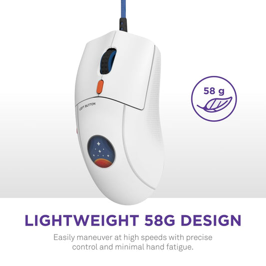NZXT Lift 2 Symm Starfield Edition - Lightweight Wired Gaming Mouse - 58g, 8K Polling Rate, 26K DPI, Optical Switches, 100% PTFE