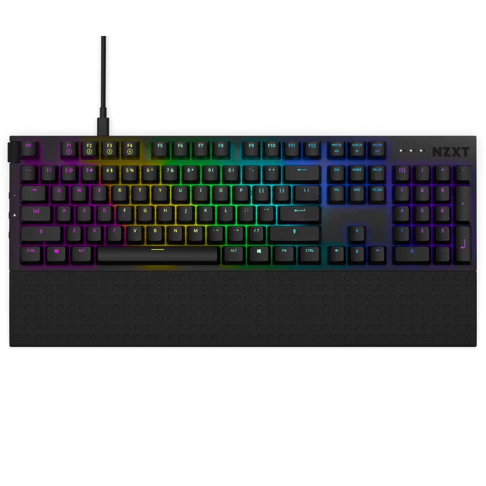 NZXT Function Full-Size USB Gaming Keyboard - Gateron Red Mechanical Switches: Linear, Fast, and Quiet - Hot-Swappable - RGB Bac
