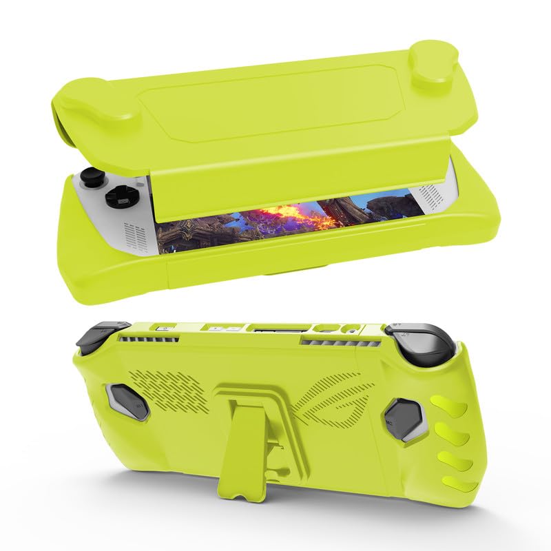 JDDWIN Full Case for ASUS Rog Ally 2023 Protective Handheld Case Skin with Detachable Front Shell Cover and Kickstand for Rog Ally Yellow