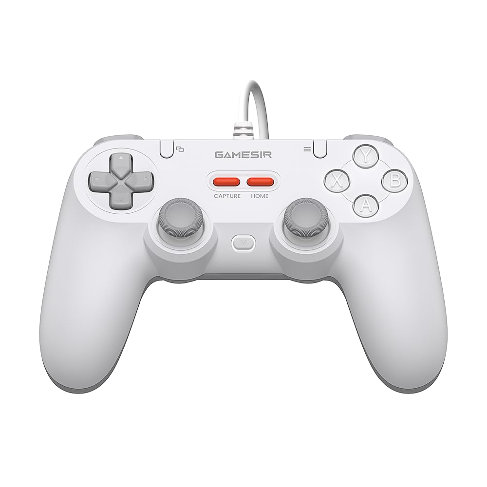 GameSir Tegenaria Lite Wired Controller for PC 1000Hz Polling Rate Hall Effect Joysticks and 2 Remappable Buttons Dual Vibration Turbo PC Gaming Controller for Steam/Android/iOS/Switch(White)