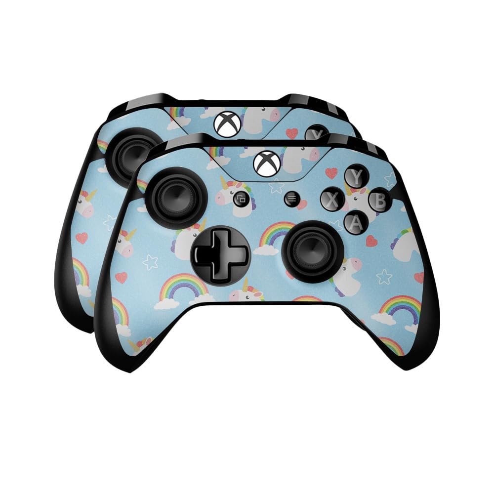 Glossy Glitter Skin Compatible with Microsoft Xbox One Controller (2 Pack) - Unicorn Perfection - Premium 3M Vinyl Protective Wrap Decal Cover - Easy to Apply | Crafted in The USA by MightySkins