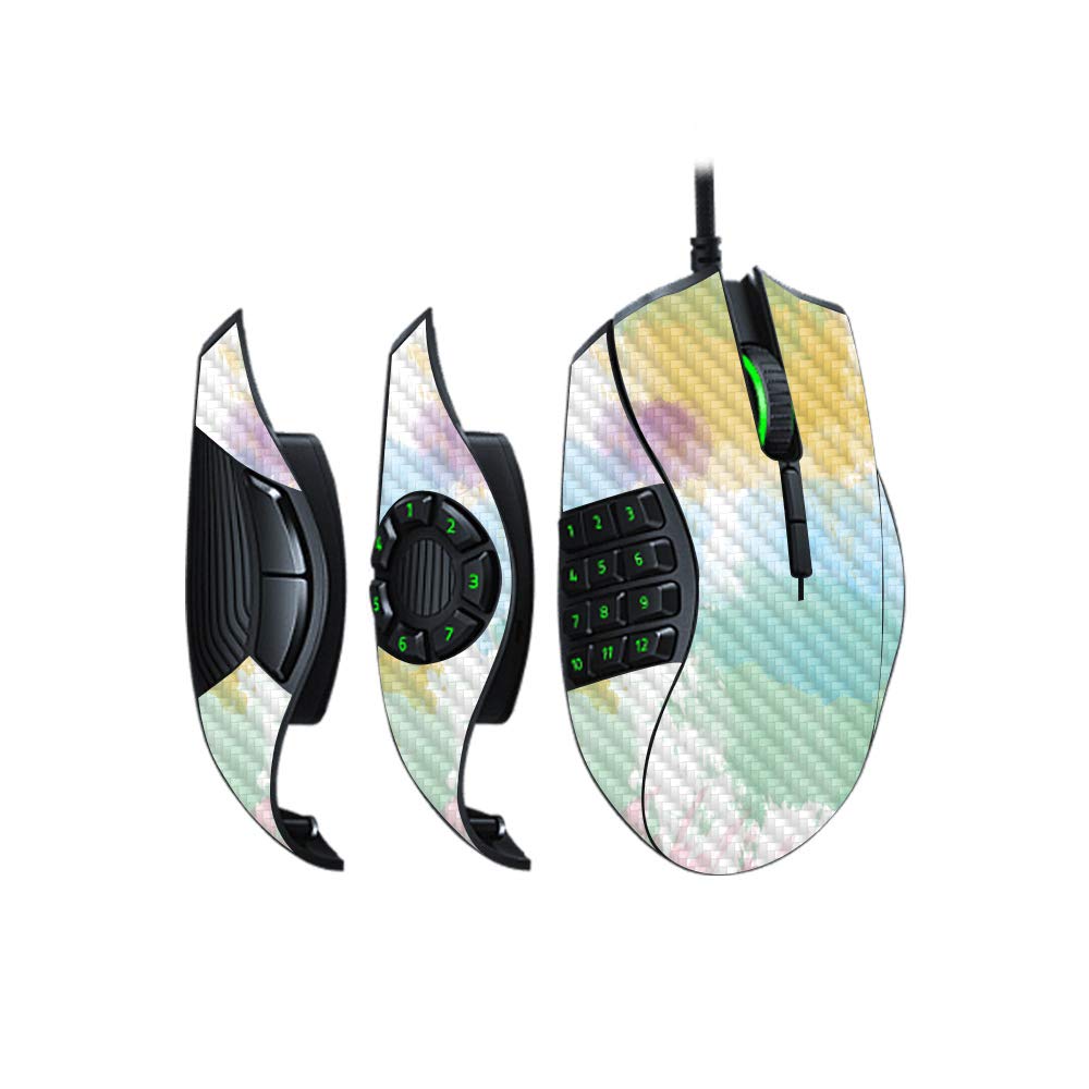 MightySkins Carbon Fiber Skin for Razer Naga Trinity - Watercolor White | Protective Durable Textured Carbon Fiber Finish | Easy to Apply Remove and Change Styles | Made in The USA
