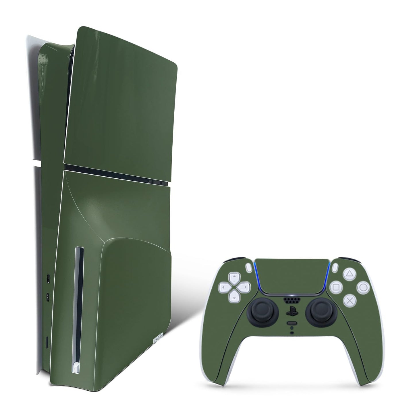 MightySkins Skin Compatible with PlayStation 5 Slim Disk Edition Bundle - Solid Olive | Protective Durable and Unique Vinyl Decal wrap Cover | Easy to Apply | Made in The USA
