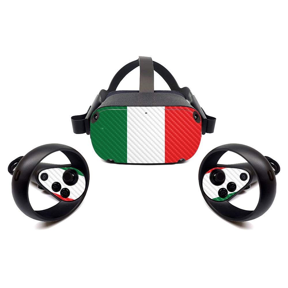 MightySkins Carbon Fiber Skin for Oculus Quest - Italian Flag | Protective Durable Textured Carbon Fiber Finish | Easy to Apply Remove and Change Styles | Made in The USA