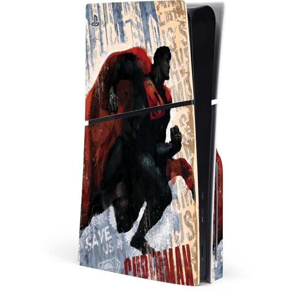 Skinit Decal Gaming Skin Compatible with PS5 Slim Disk Console - Officially Licensed DC Comics Superman Color Sketch Design