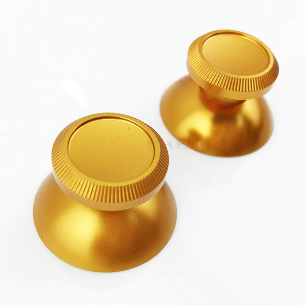 2PCs Replacement Rocker Metal Analog Joystick Thumbstick Mushroom Caps Repair for PS4 PS3 Xbox One (Gold)
