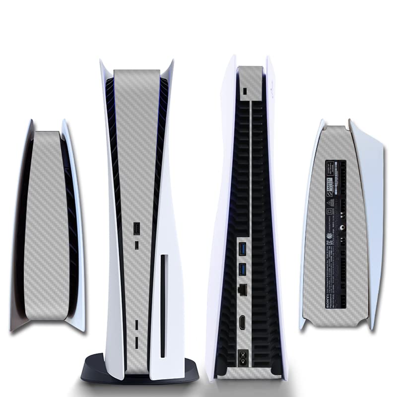 Side Protective Film for PS5 Disk Edition Carbon Fiber Pattern Skin Sticker Decal Cover for PS5 Console Console Skin Sticker (Gray)