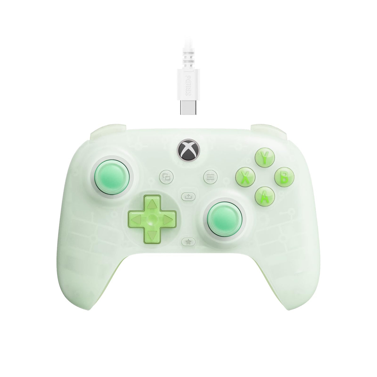 8Bitdo Ultimate Mini Wired Controller with RGB Lighting Fire Ring Hall Effect Joysticks and control buttons for Xbox Series X|S Xbox One Windows 10/11 - Officially Licensed (Translucent Green)