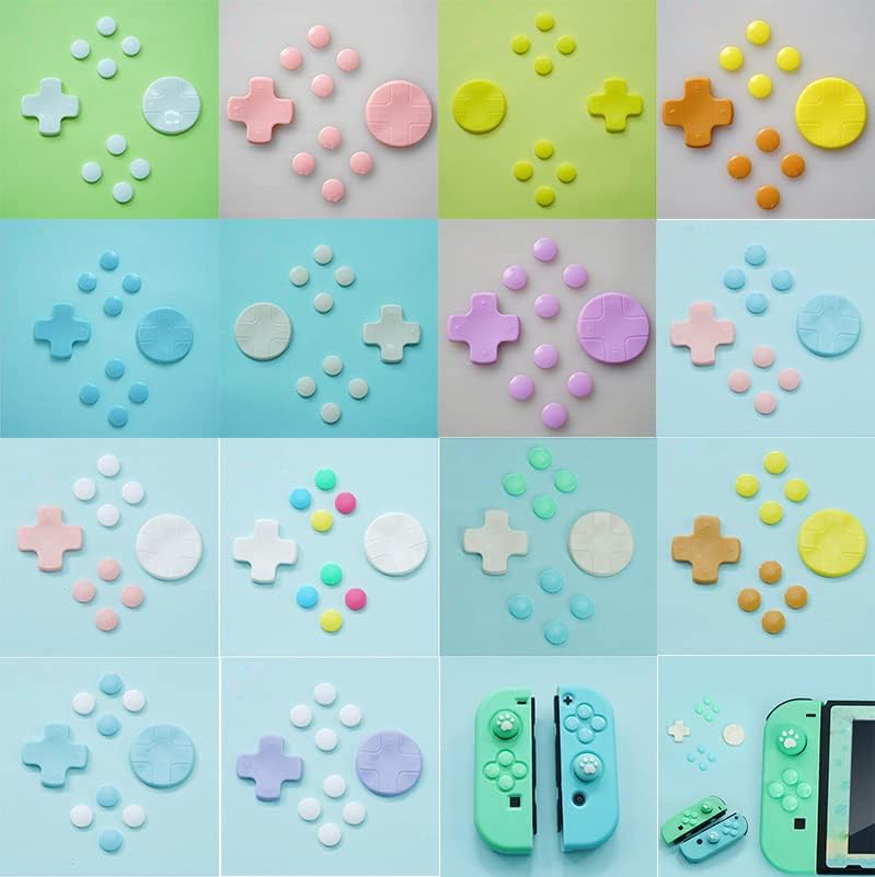 ABXY Button Sticker D-pad Move Direction Key Cross Button Cover Cap Thumb for Switch NS Controller (Color 9)