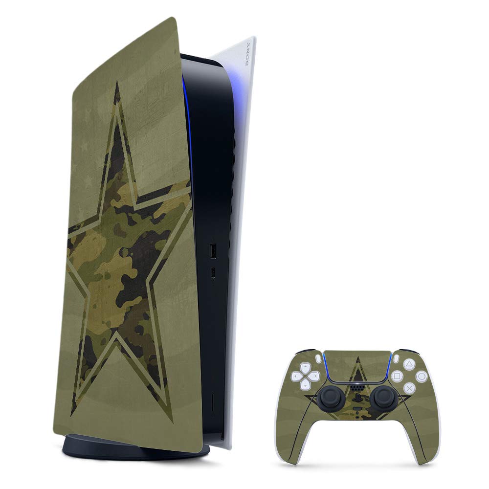 MightySkins Gaming Skin for PS5 / PlayStation 5 Digital Edition Bundle - Army Star | Protective Viny wrap | Easy to Apply and Change Style | Made in The USA