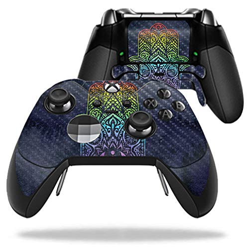 MightySkins Carbon Fiber Skin for Microsoft Xbox One fine design Controller - Rainbow Hamsa | Protective Durable Textured Carbon Fiber Finish | Easy to Apply Remove and Change Styles | Made in The USA