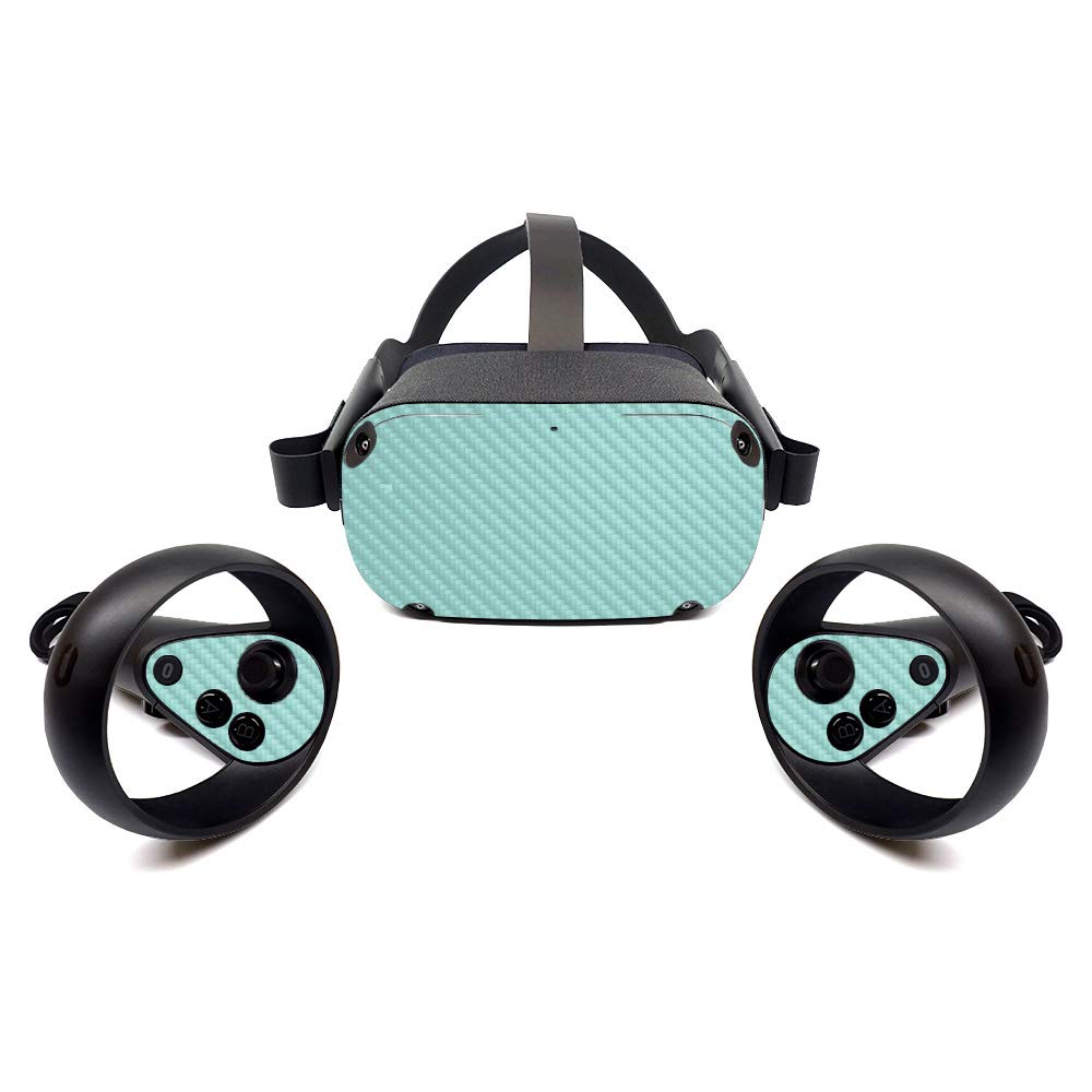 MightySkins Carbon Fiber Skin for Oculus Quest - Seafoam | Protective Durable Textured Carbon Fiber Finish | Easy to Apply Remove and Change Styles | Made in The USA (CF-OCQU-Solid Seafoam)