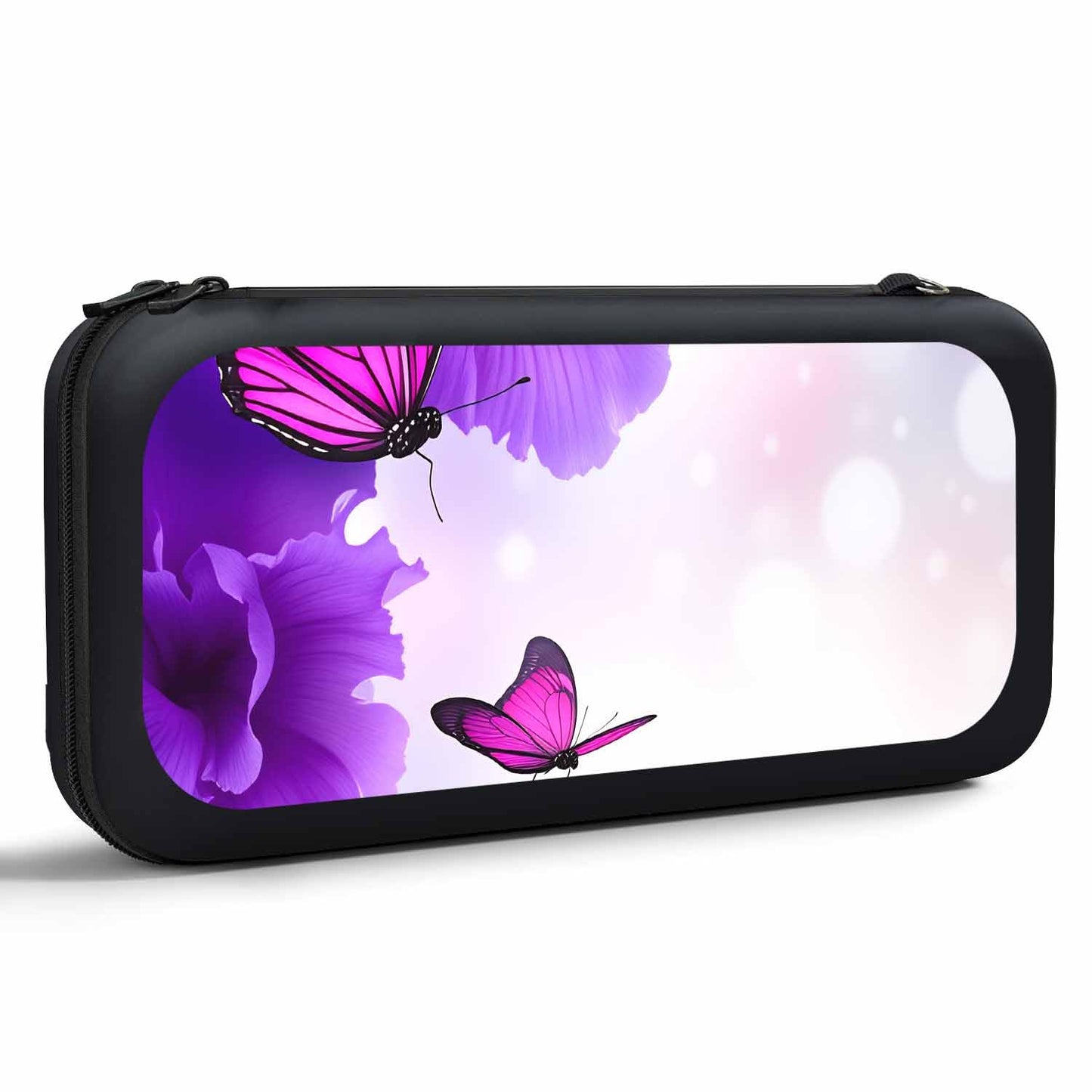 Yekiua Butterfly Carrying Case For Nintendo Switch And New Switch Oled Model(2021) Blue Purple Flowers Fairy Hydrangeas Iris Protective Hard Shell Travel Carrying Case Pouch For Console & Accessories