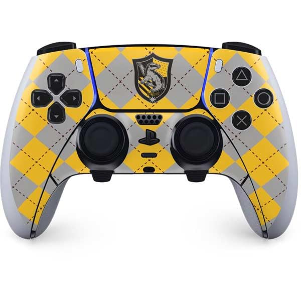 Skinit Decal Gaming Skin Compatible with PS5 DualSense Edge Pro Controller - Officially Licensed Wizarding World Harry Potter Hufflepuff Crest Design