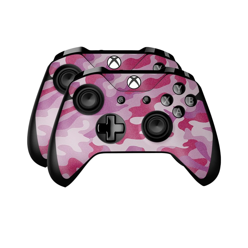 Glossy Glitter Skin Compatible with Microsoft Xbox One Controller (2 Pack) - Pink Camo - Premium 3M Vinyl Protective Wrap Decal Cover - Easy to Apply | Crafted in The USA by MightySkins