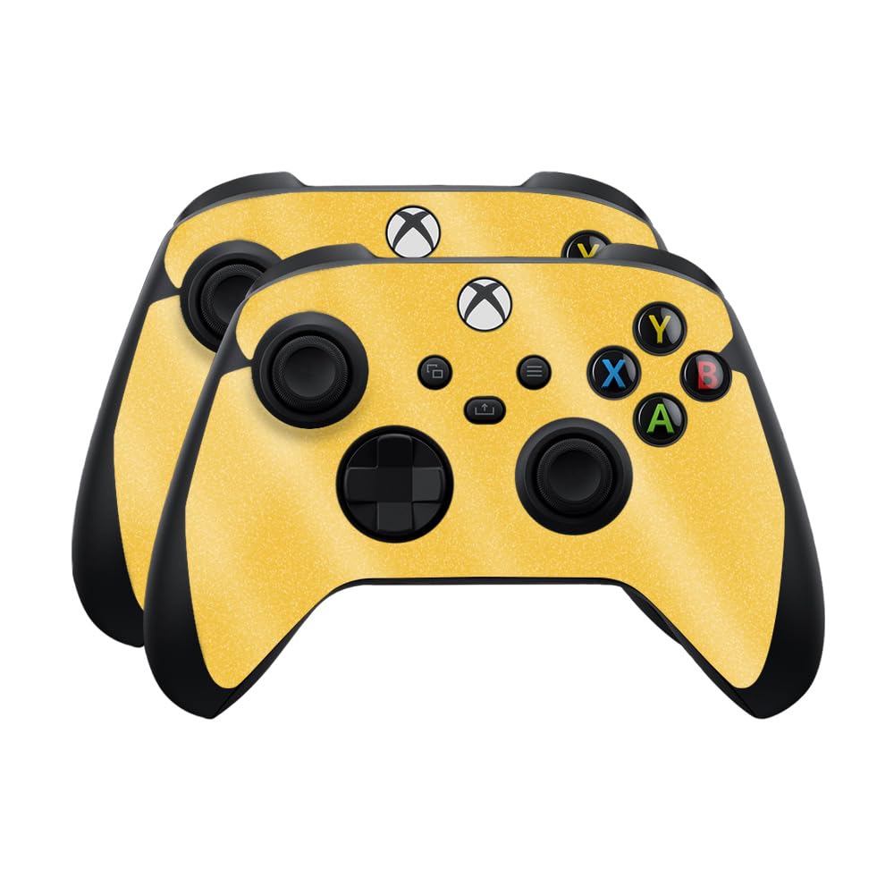 Glossy Glitter Skin Compatible with Microsoft Xbox Series X|S Controller (2 Pack) - Solid Marigold - Premium 3M Vinyl Protective Wrap Decal Cover - Easy to Apply | Crafted in The USA by MightySkins