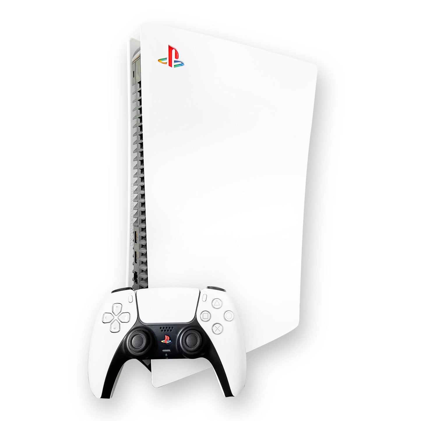 PS5 Logo Underlay Sticker for PlayStation 5 Console & PS Logo Vinyl Decal Sticker for DualSense Controller (Classic Retro-Look Color) - 2 Packs