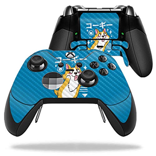 MightySkins Carbon Fiber Skin for Microsoft Xbox One Elite Controller - Corgi Kawaii | Protective Durable Textured Carbon Fiber Finish | Easy to Apply Remove and Change Styles | Made in The USA