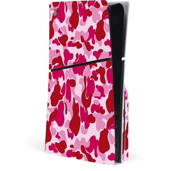 Skinit Decal Gaming Skin Compatible with PS5 Slim Disk Console - Pink Street Camo Design