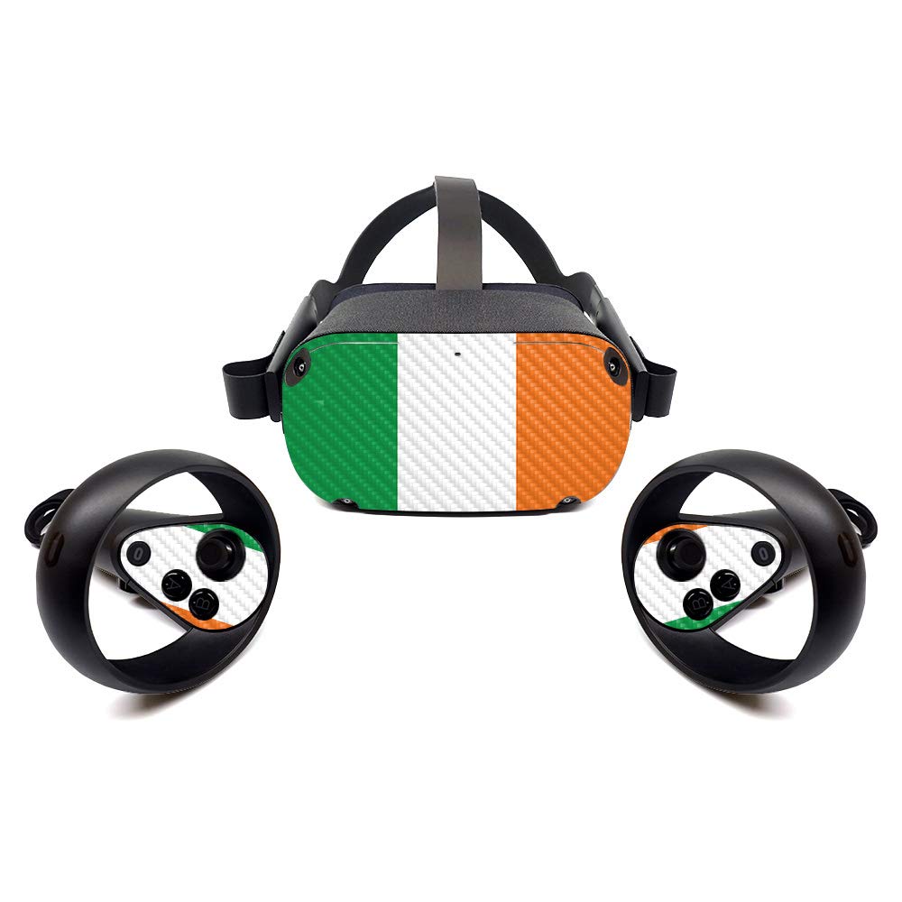 MightySkins Carbon Fiber Skin for Oculus Quest - Irish Flag | Protective Durable Textured Carbon Fiber Finish | Easy to Apply Remove and Change Styles | Made in The USA