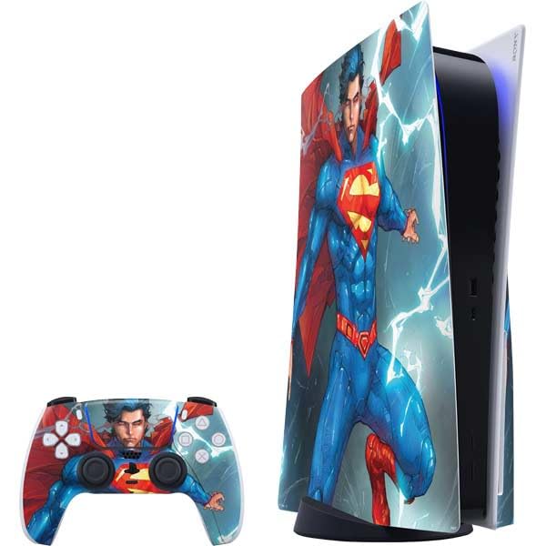 Skinit Decal Gaming Skin Compatible with PS5 Bundle - Officially Licensed DC Comics Superman Elements Design