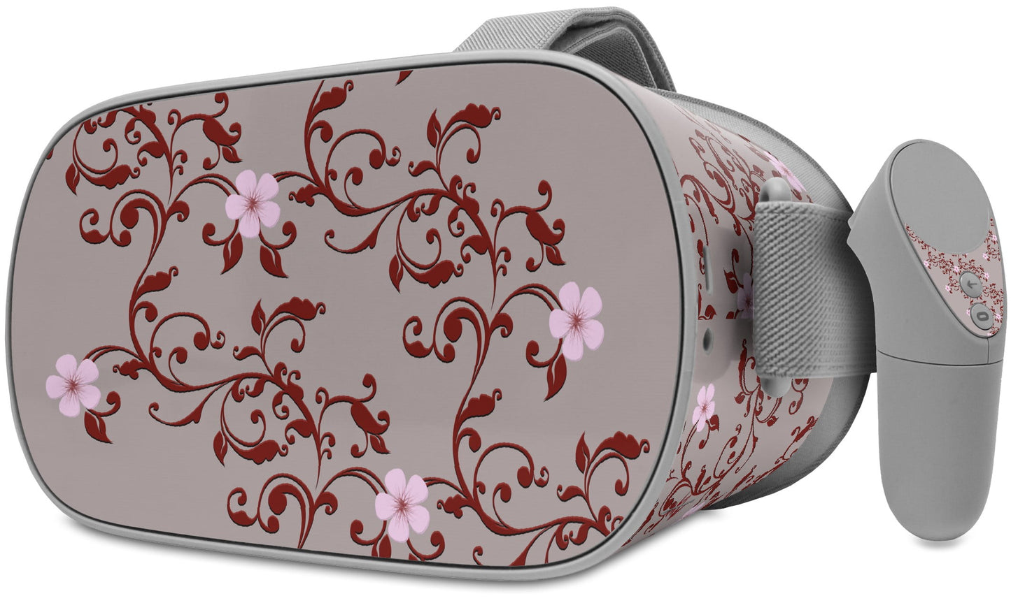Decal Style Skin Wrap Compatible With Oculus Go Headset - Victorian Design Red (Oculus Not Included)