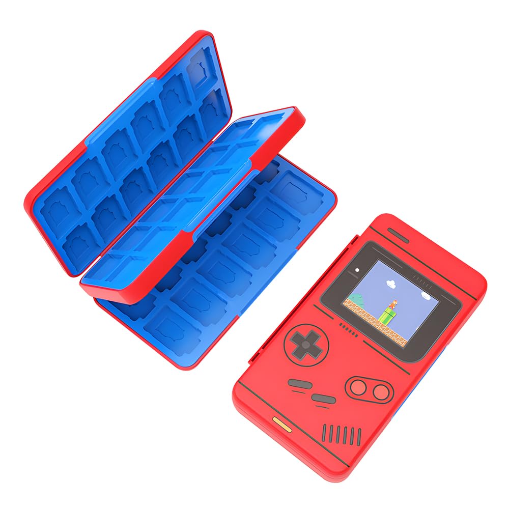 PERFECTSIGHT Switch Game Card Case for Nintendo Switch 2/ OLED / Lite Cute 48 Switch Game Holder refill unit Case for Game Cards and SD Cards Kawaii Portable Compact Storage Box Red