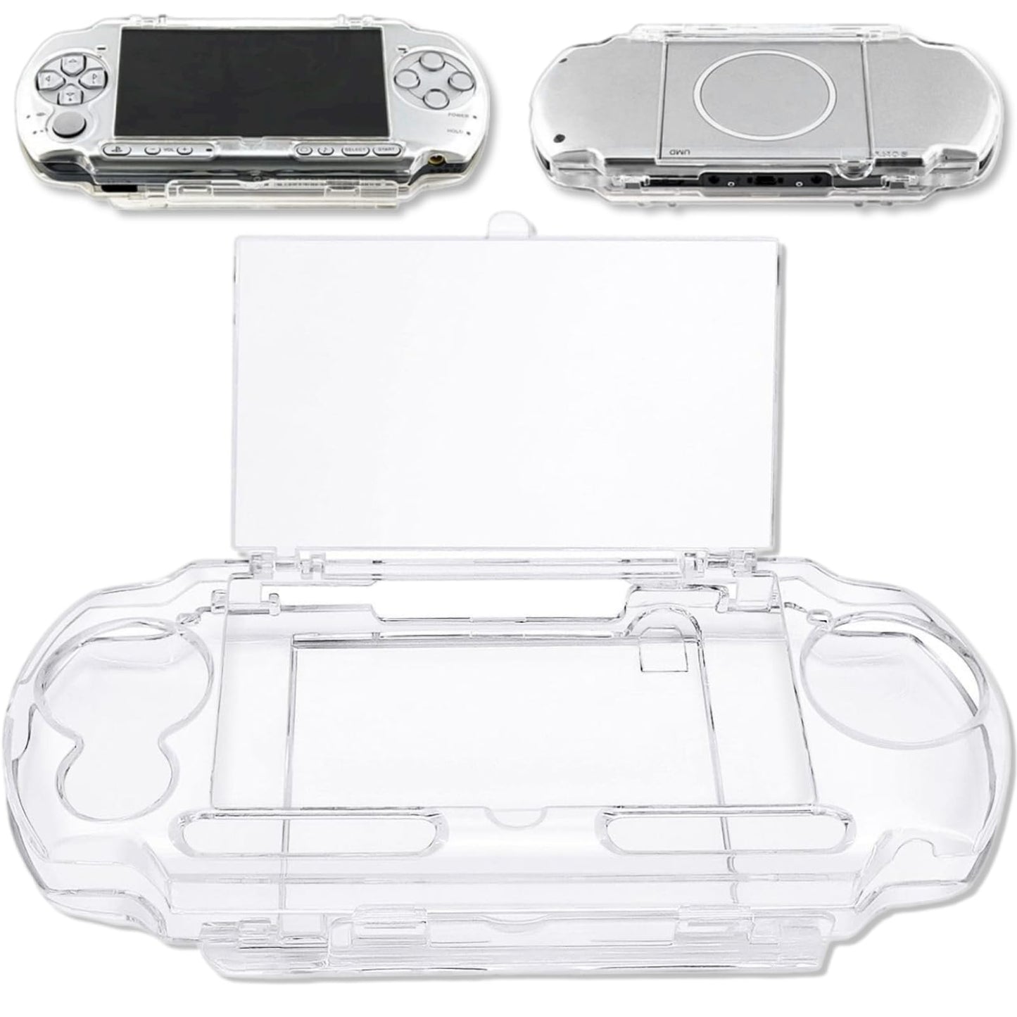 Clear Hard Case for PSP - Full Cover Protector with Clear Display Movie Bracket Shock/Scratch Resistant (for PSP 2000/3000 Series)