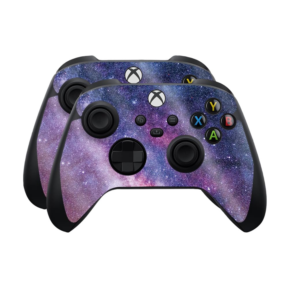 Glossy Glitter Skin Compatible with Microsoft Xbox Series X|S Controller (2 Pack) - Violet Stars - Premium 3M Vinyl Protective Wrap Decal Cover - Easy to Apply | Crafted in The USA by MightySkins