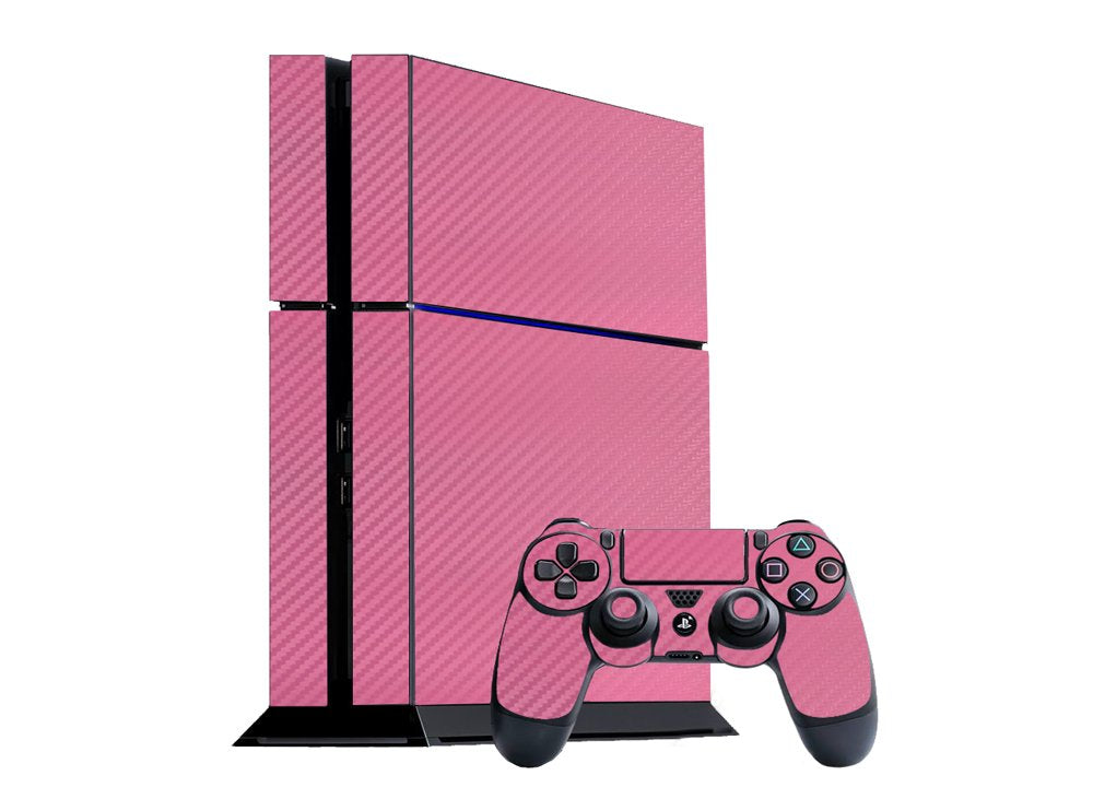 3D Carbon Fiber Soft Pink - Air Release Vinyl Decal Mod Skin Kit by System Skins - Compatible with PlayStation 4 Console (PS4)