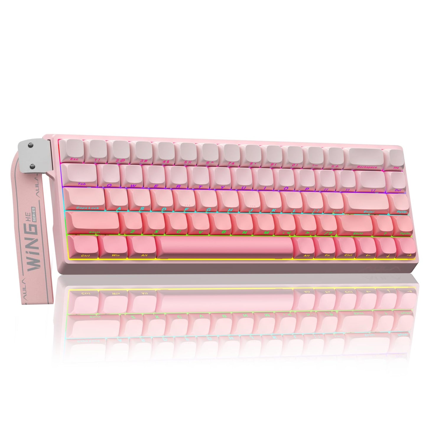 AULA WIN68 HE Mechanical Gaming Keyboard 60% Hall Effect Magnetic Switch Fast Trigger Mode Adjustable Actuation 8000Hz Polling Rate RGB Backlit Wired Pink Keyboard for Laptop/PC Gamer