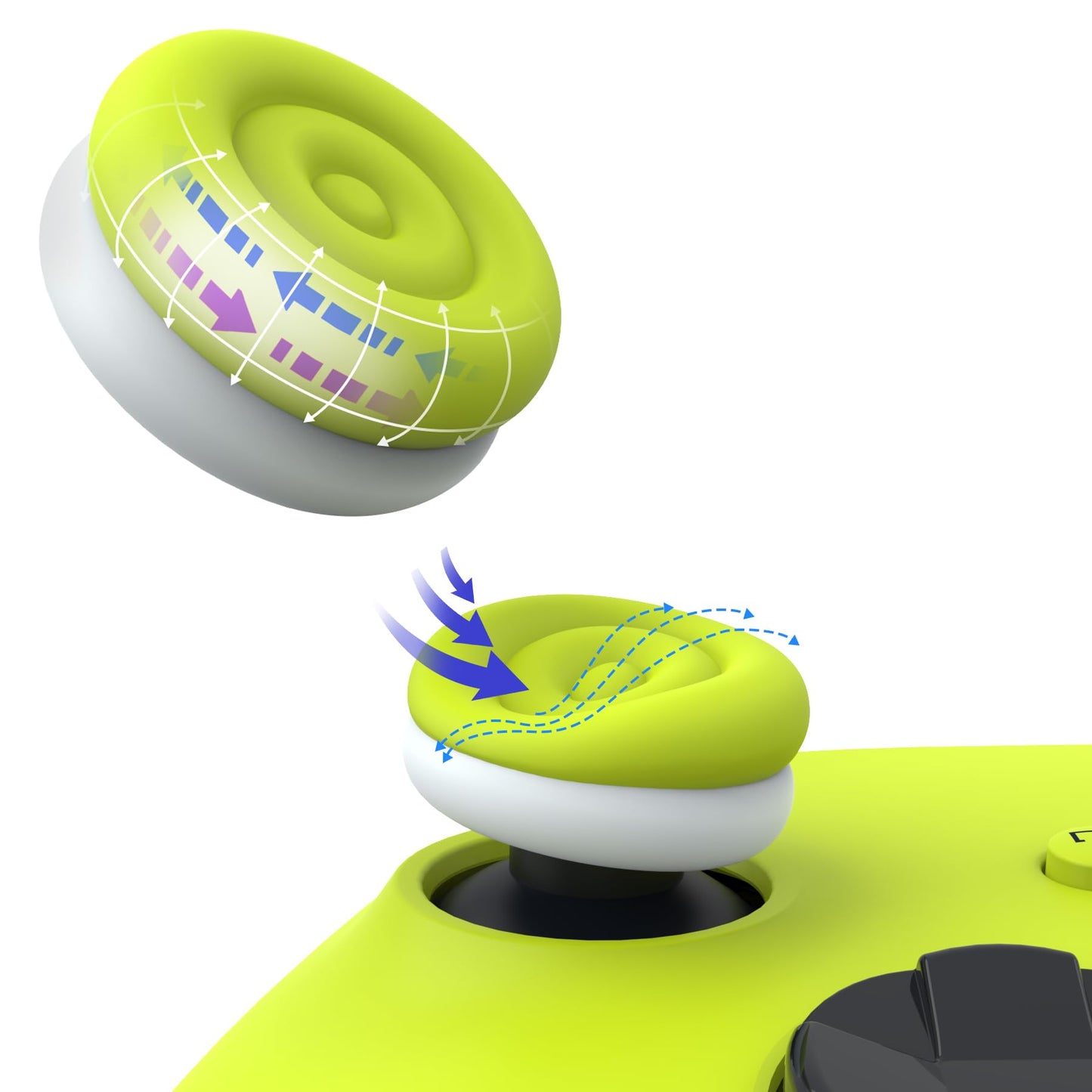 playvital Thumbs Cushion Caps Thumb Grips for ps5 for ps4 Thumbstick Grip Cover for Xbox Series X/S Thumb Grip Caps for Xbox One Elite Series 2 for Switch Pro - Bright Green & Robot White