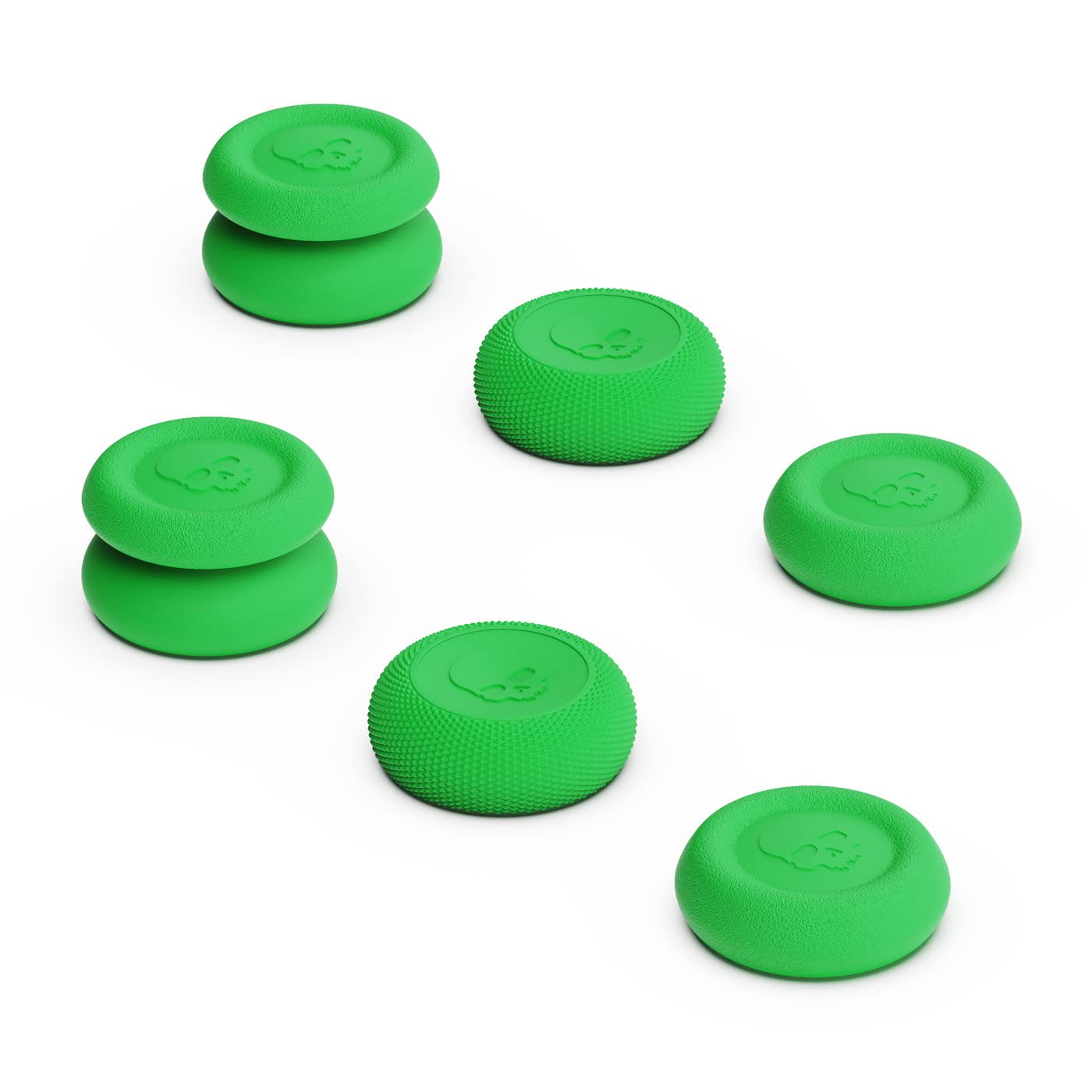 Skull & Co. Skin CQC and FPS Thumb Grip Set Joystick Cap Analog Stick Cap for Nintendo Switch Pro Controller & PS4 / Slim/Pro Controller- Neon Green 3 Pairs(6pcs)