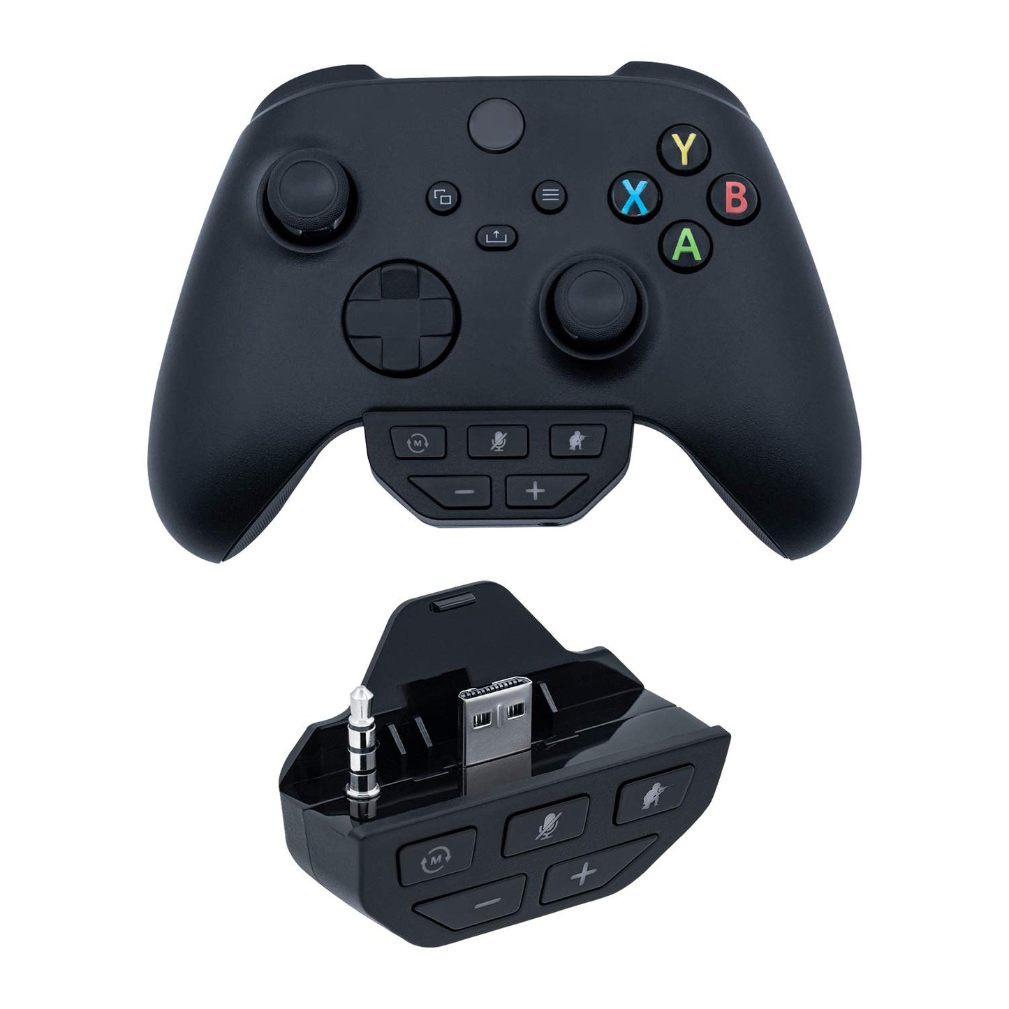 Mcbazel Headset Adapter for Xbox Series X/S Stereo Headset Audio Adapter with Volume Adjustment for Xbox One with 3.5mm Jack Controllers/Xbox One S/Xbox Series X & S Controllers - Black