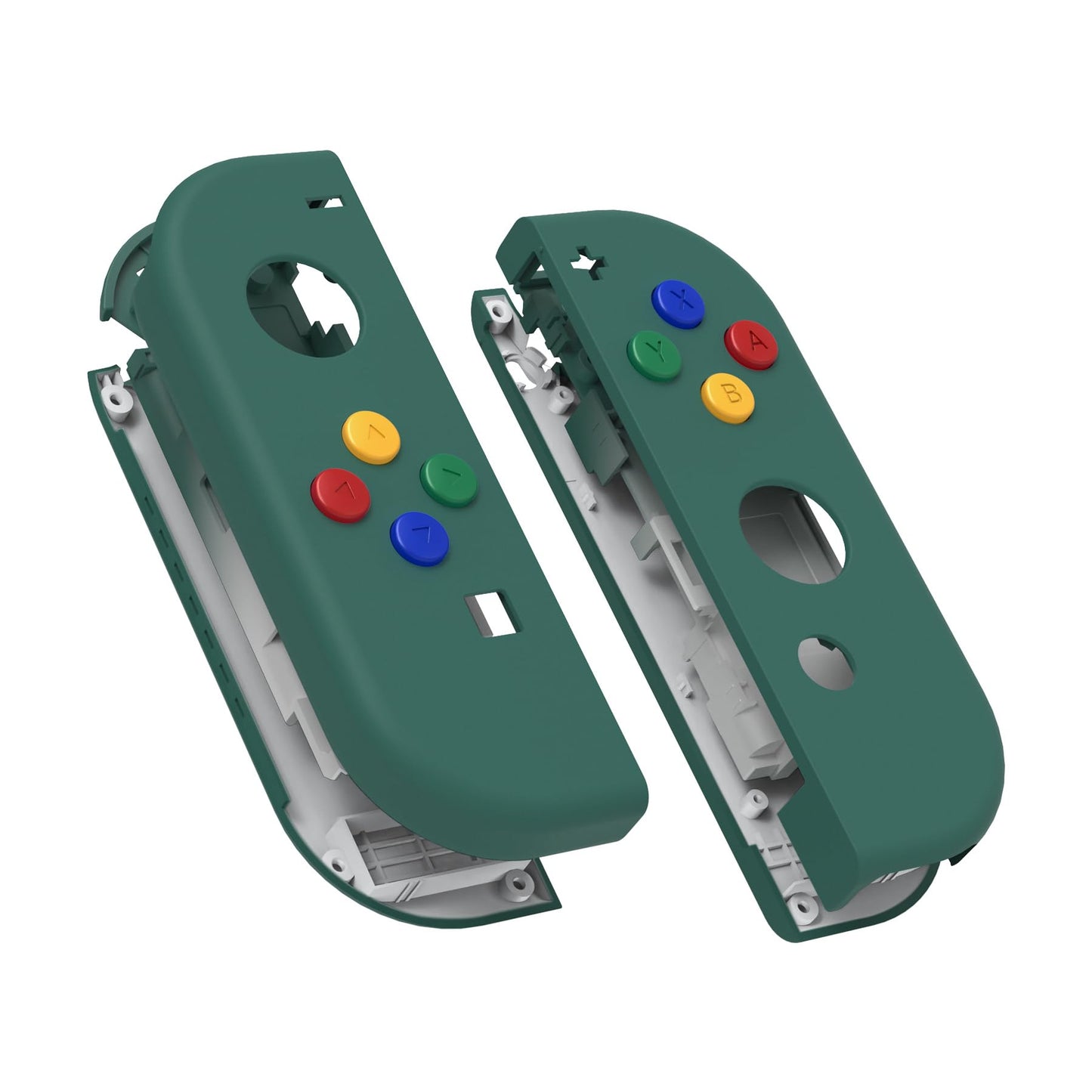 eXtremeRate DIY Replacement Shell Buttons for Nintendo Switch & Switch OLED Pine Green Custom Soft Touch Housing with Corlorful Button for Joycon Handheld Controller - Console Shell NOT Included