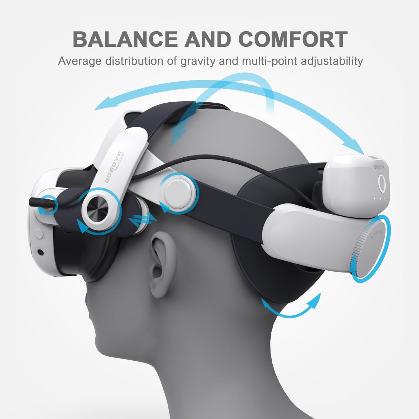 BOBOVR M3 Pro Head Strap Battery Pack for Meta Quest 3 - Reduces Facial Stress, Magnetic Battery Swap Design
