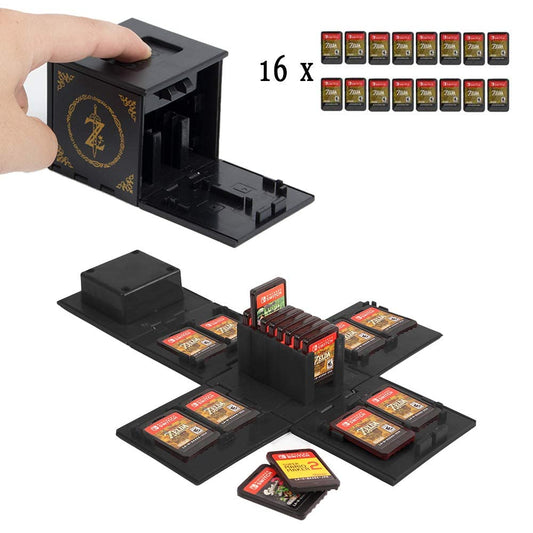 Coeulse Game Card Holder for Nintendo Switch - 16 Card Storage Cube, Portable Organizer, Small, Black, Model GMAE-CASE-BLACK