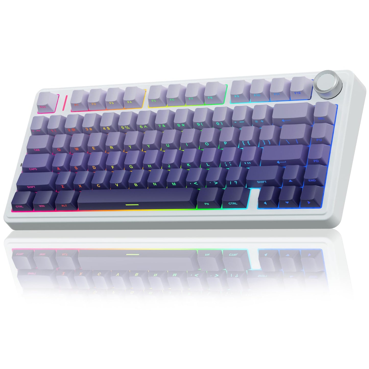 AULA F75 Pro Wireless Mechanical Keyboard 75% Hot Swappable Custom Keyboard RGB Backlit Pre-lubed Linear Switches Side Printed PBT Keycaps Mechanical Gaming Keyboards Gradient Purple