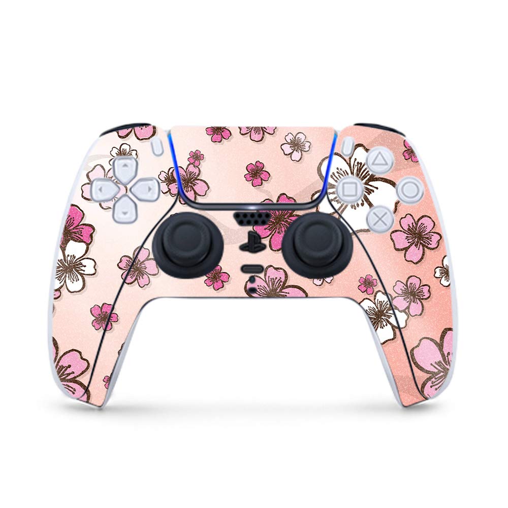 MightySkins Glossy Glitter Gaming Skin for PS5 / PlayStation 5 Controller - Cherry Blossom | Durable High-Gloss Glitter Finish | Easy to Apply and Change Style | Made in The USA