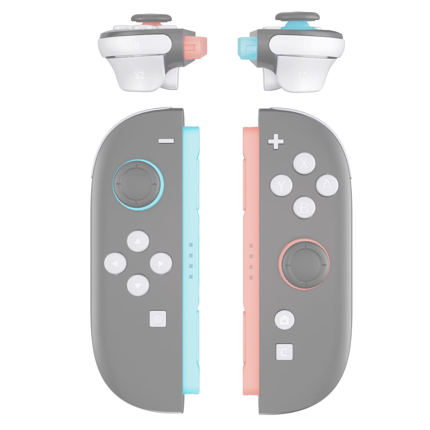 eXtremeRate DIY Replacement Full Set Buttons for Joycon 2 Custom ABXY Direction Keys Dpad + - C Home Capture Release L R ZR ZL Trigger Buttons for Nintendo Switch 2 Controller - White