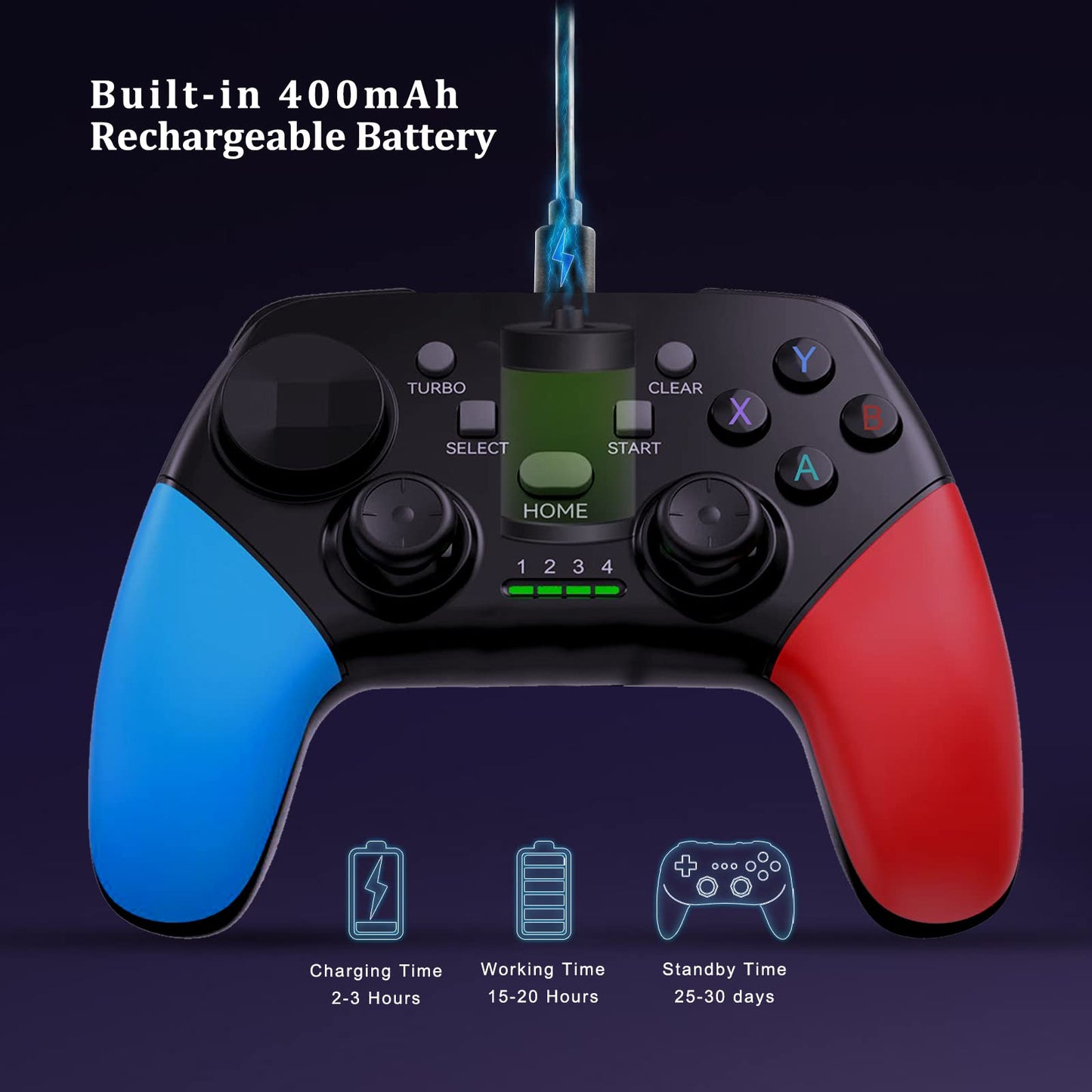 arVin Game Controller - Wireless Joystick for iPhone/Android/PC - Turbo, Red & Blue Color, Compatible with Call of Duty, Apex