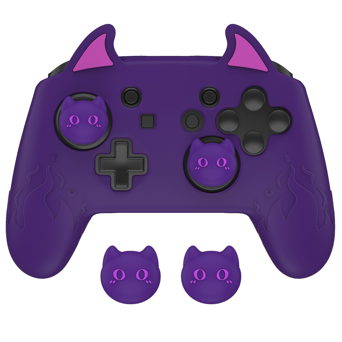 playvital Cute Demon Silicone Grip Cover for Nintendo Switch Pro Controller Anti-Slip Kawaii Protective Skin with Joystick Caps and Stickers Compatible with Nintendo Switch Pro- Purple