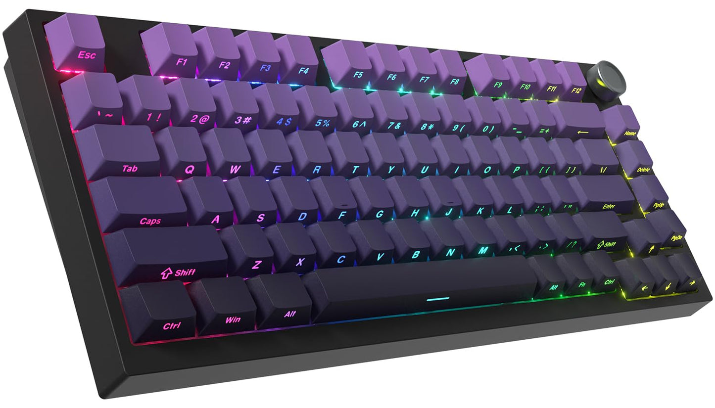 COSTOM WK75 75% Wireless Gaming Mechanical Keyboard BT5.0/2.4GHz/USB-C Hot Swappable Pre-lubed Custom Linear Switches Gasket Structure RGB Backlit Keyboard for PC/Laptop/Xbox/PS4/PS5 (Purple)