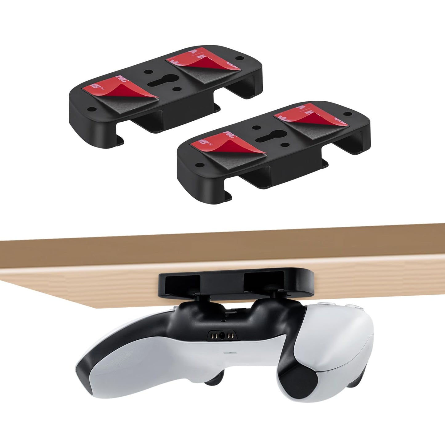 Mcbazel Under Desk Mount for PS5/PS4 Controller, PlayStation 5/PlayStation 4 Controller Holder, No Drill Adhesive Tape Table Sta